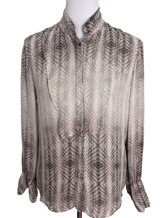 Joe's Jeans Tops - Joe's Jeans Neutral Snake-Print 100% Silk  Mandarin Collar Blouse
